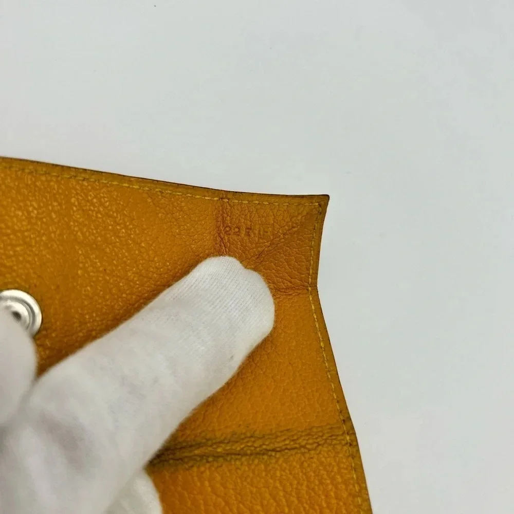 Auth HERMES Le Karan Yuit Coin Purse Yellow Leather F in Square (2002) Rare - Picture 10 of 12